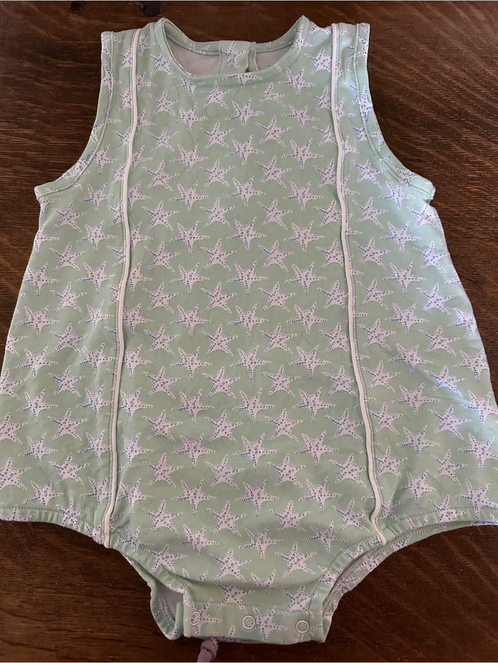 Lila and Hayes Mint Starfish Sleeveless Baby Romper